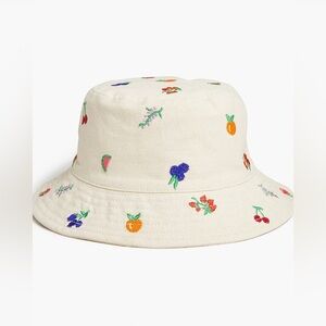 🍒🍓J. Crew Crewcuts Girls' Embroidered Bucket Hat Fruit Beige Baby Little Girl